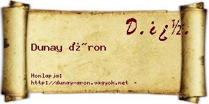Dunay Áron névjegykártya